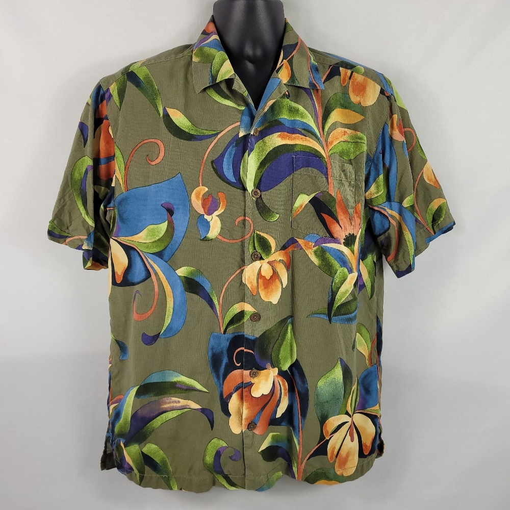 Tommy Bahama Hawaiian Silk Short Sleeve Button Shirt size Small